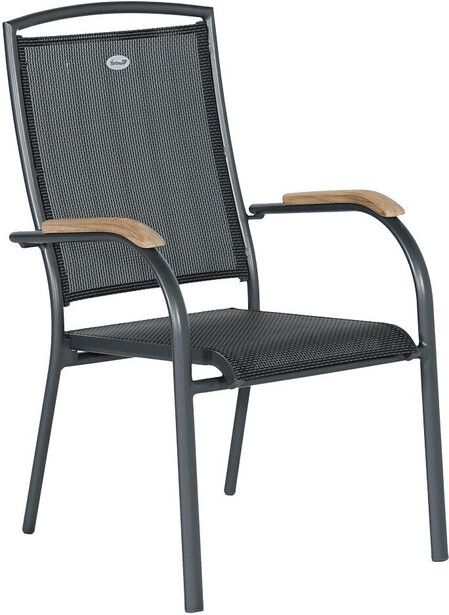 Sessel Aluminium anthrazit mit Teakholzarmlehnen
